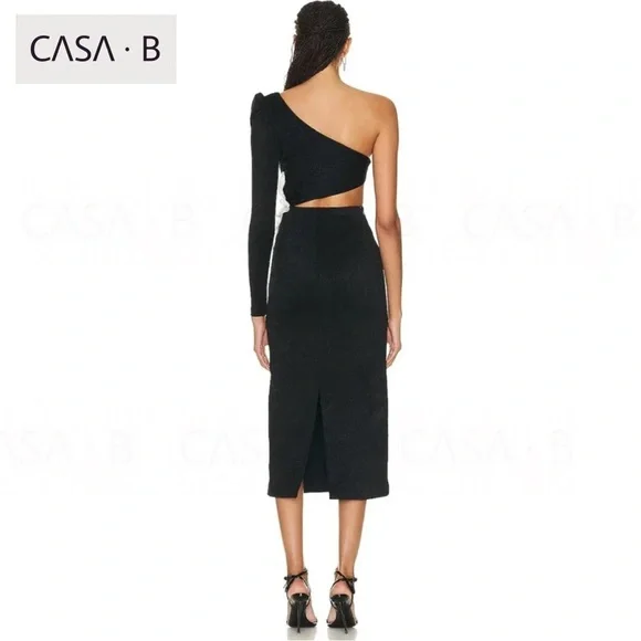 NEW💫CASA B|"Fiore di Milano” One Shoulder Cut Out Flower Bandage Evening Dress - Picture 6 of 7